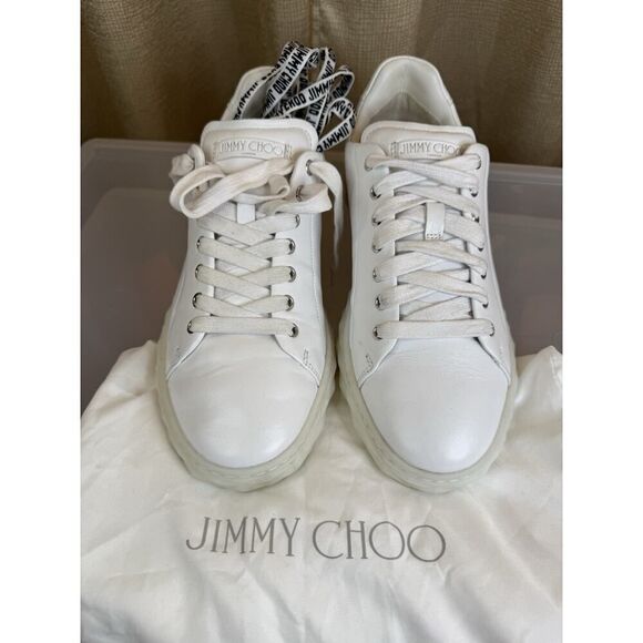 Jimmy Choo Diamond Light Maxi Sneakers Leather White 41.5 - Picture 3 of 13
